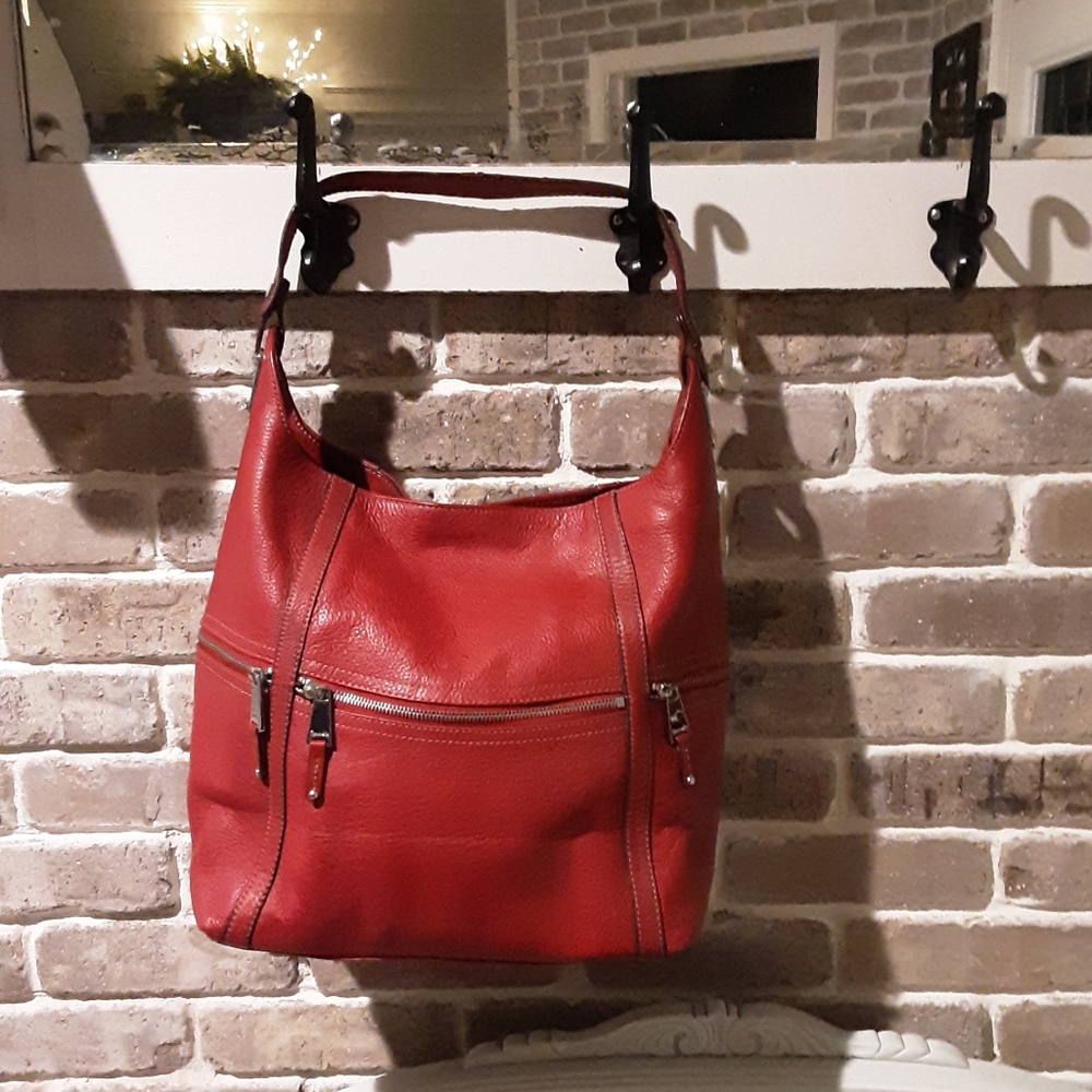 Large Red Tignanello Leather Boho bag
